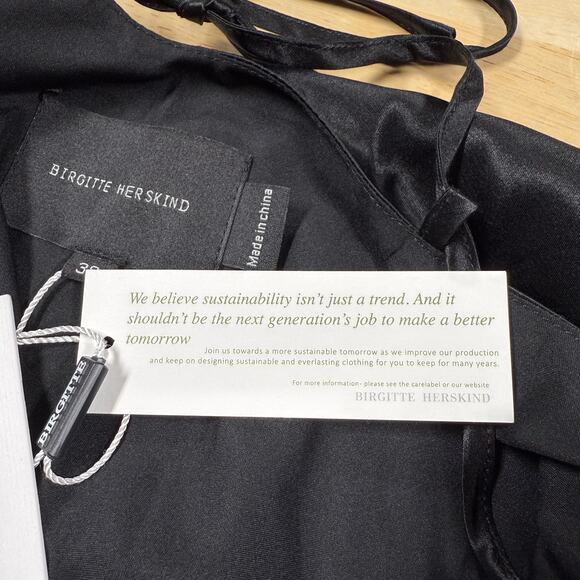 BIRGITTE HERSKIND NWT Timo Slip Dress Maxi Black Size M/8 US Satin Open Back - Picture 4 of 14